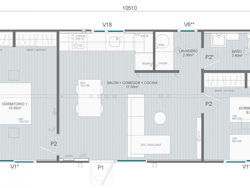 NUEVO Covilha 10,5x4,3m 3 Habitaciones